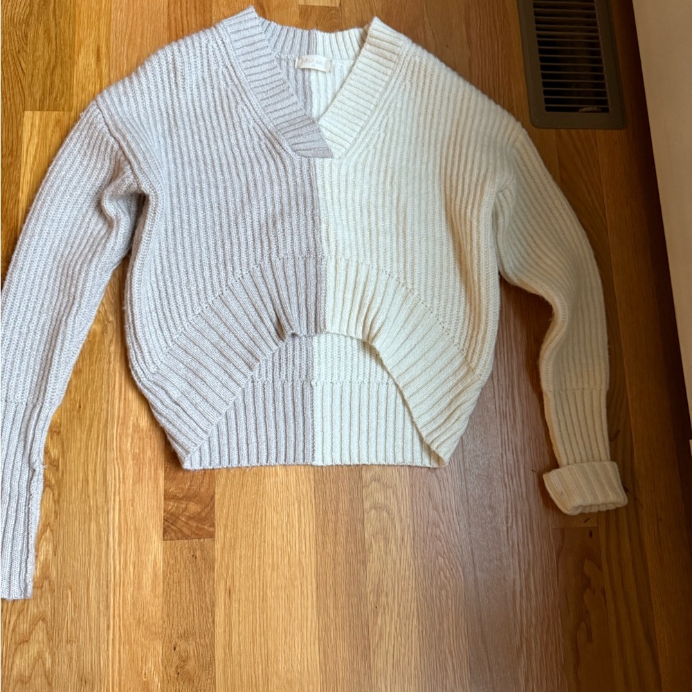 Altar'd State Tan and Cream V-Neck Sweater